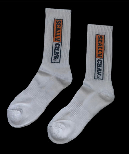 CHAUSSETTES CLASSIQUES AVEC LOGO BLANC ORANGE