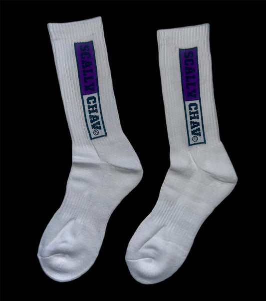 CHAUSSETTES CLASSIQUES AVEC LOGO BLANC VIOLET