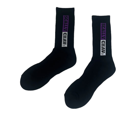 BLACK PURPLE LOGO CLASSIC CREW SOCK