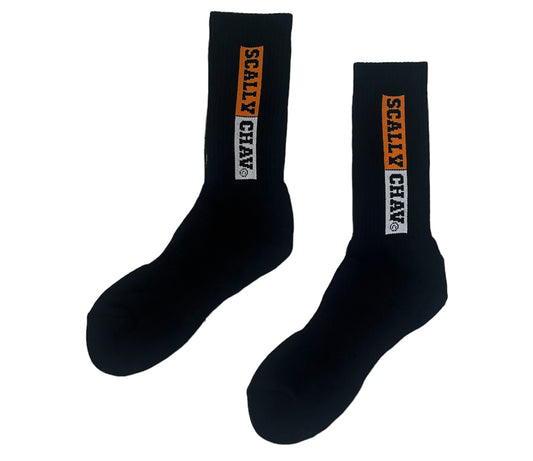 BLACK ORANGE LOGO CLASSIC CREW SOCK