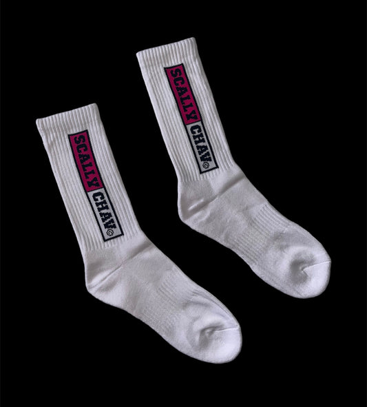 CHAUSSETTES CLASSIQUES AVEC LOGO ROSE ET BLANC