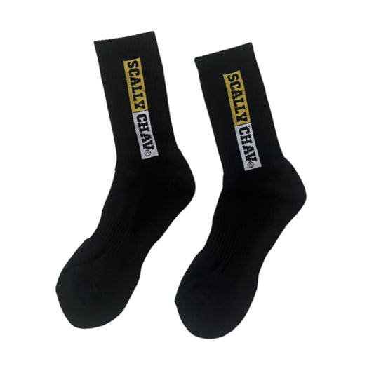 BLACK YELLOW LOGO CLASSIC CREW SOCK