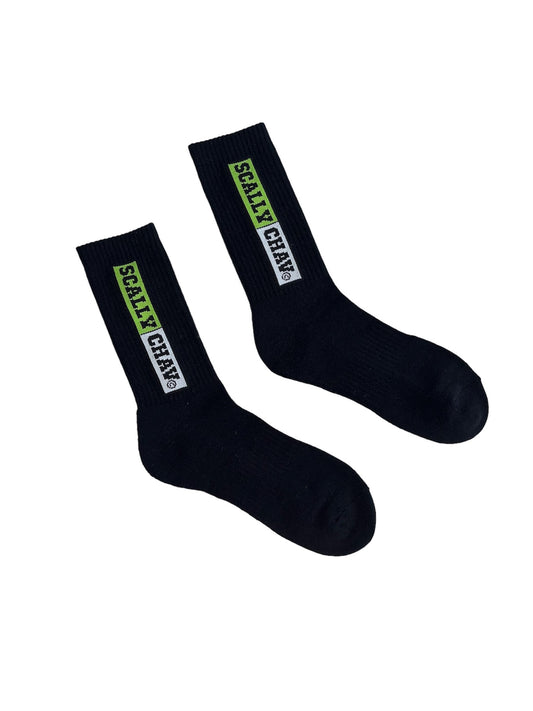 BLACK GREEN LOGO CLASSIC CREW SOCK